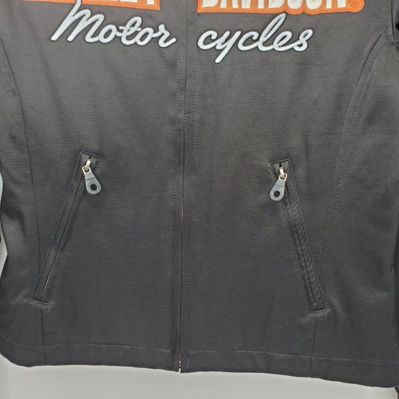 Harley-Davidson Women's Med Nylon & Mesh Black/Orange Motorcycle Riding Jacket - Picture 3 of 16